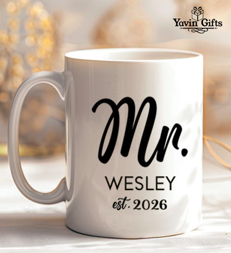 Mr & Mrs Mug set- Personalized  name