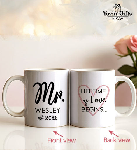 Mr & Mrs Mug set- Personalized  name