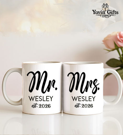 Mr & Mrs Mug set- Personalized  name